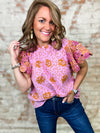 THML Qwinn Fabric Flower Embellished Top