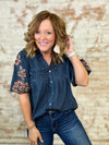 THML Joy Embroidered Sleeve Top