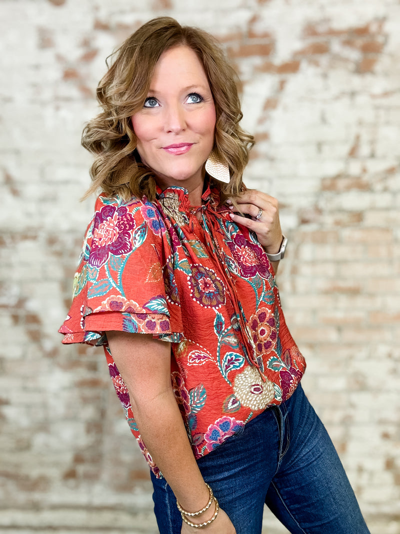 THML Sidney Floral Print Top