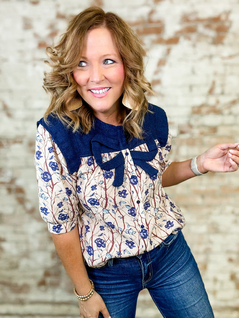 Dana Bow Printed Top