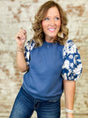 Rebekah Floral Accent Sleeve Top