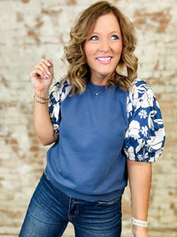Rebekah Floral Accent Sleeve Top