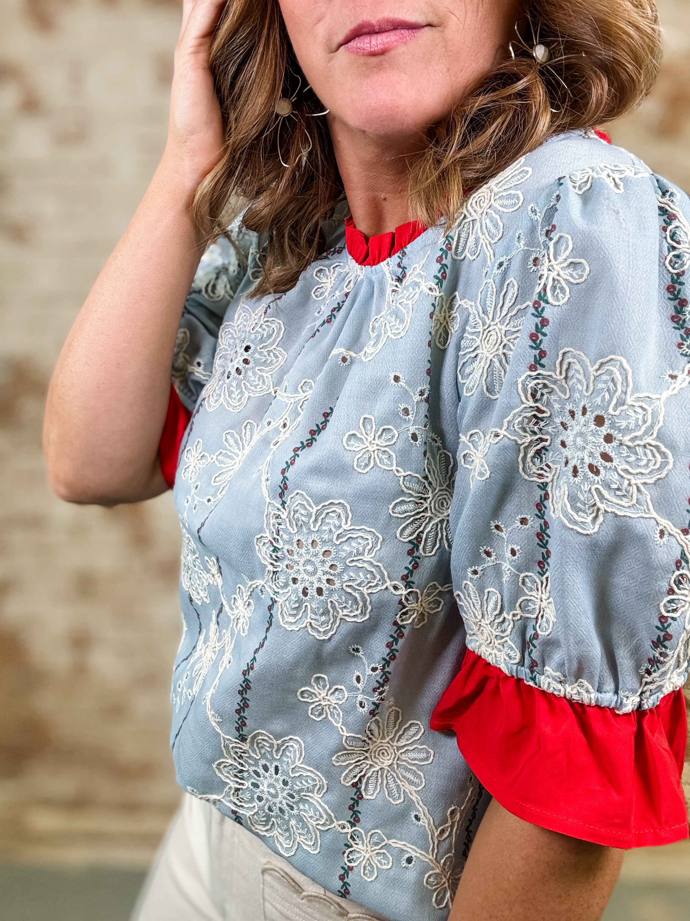 Isha Eyelet Embroidered Top