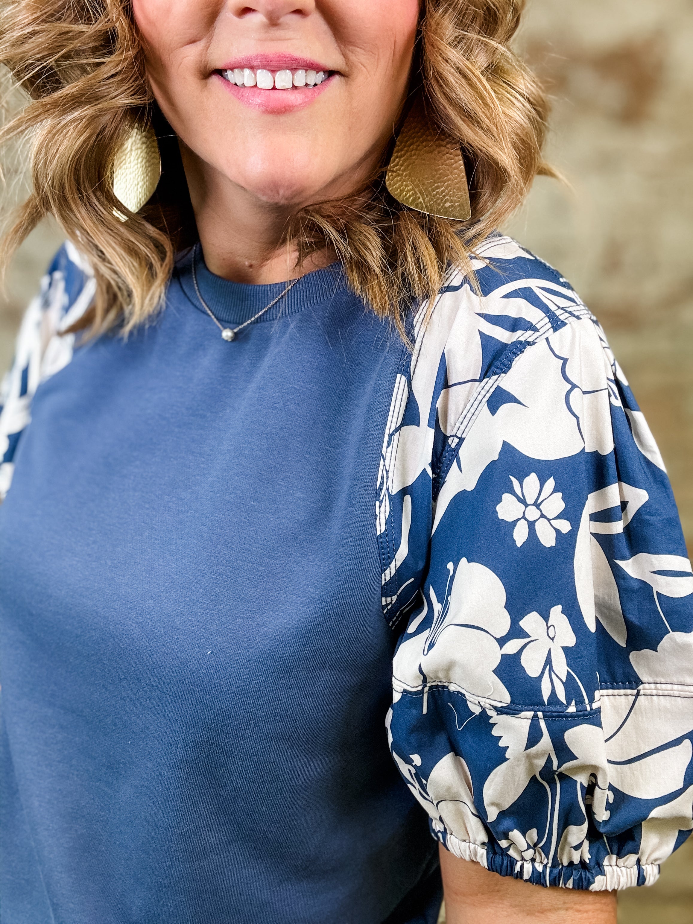Rebekah Floral Accent Sleeve Top