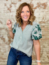 Angelica Embroidered Stripe Top