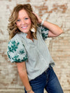 Angelica Embroidered Stripe Top