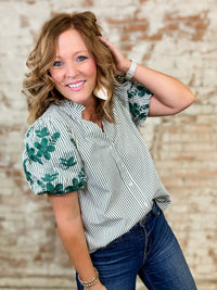 Angelica Embroidered Stripe Top