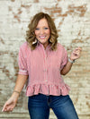 Perry Stripe Ruffle Hem Top