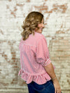 Perry Stripe Ruffle Hem Top