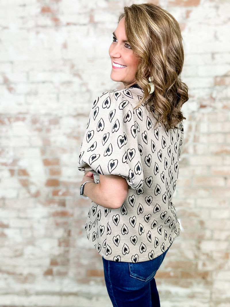 THML Kinnney Textured Heart Print Top