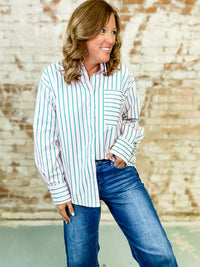 Eason Striped Button-Down Top