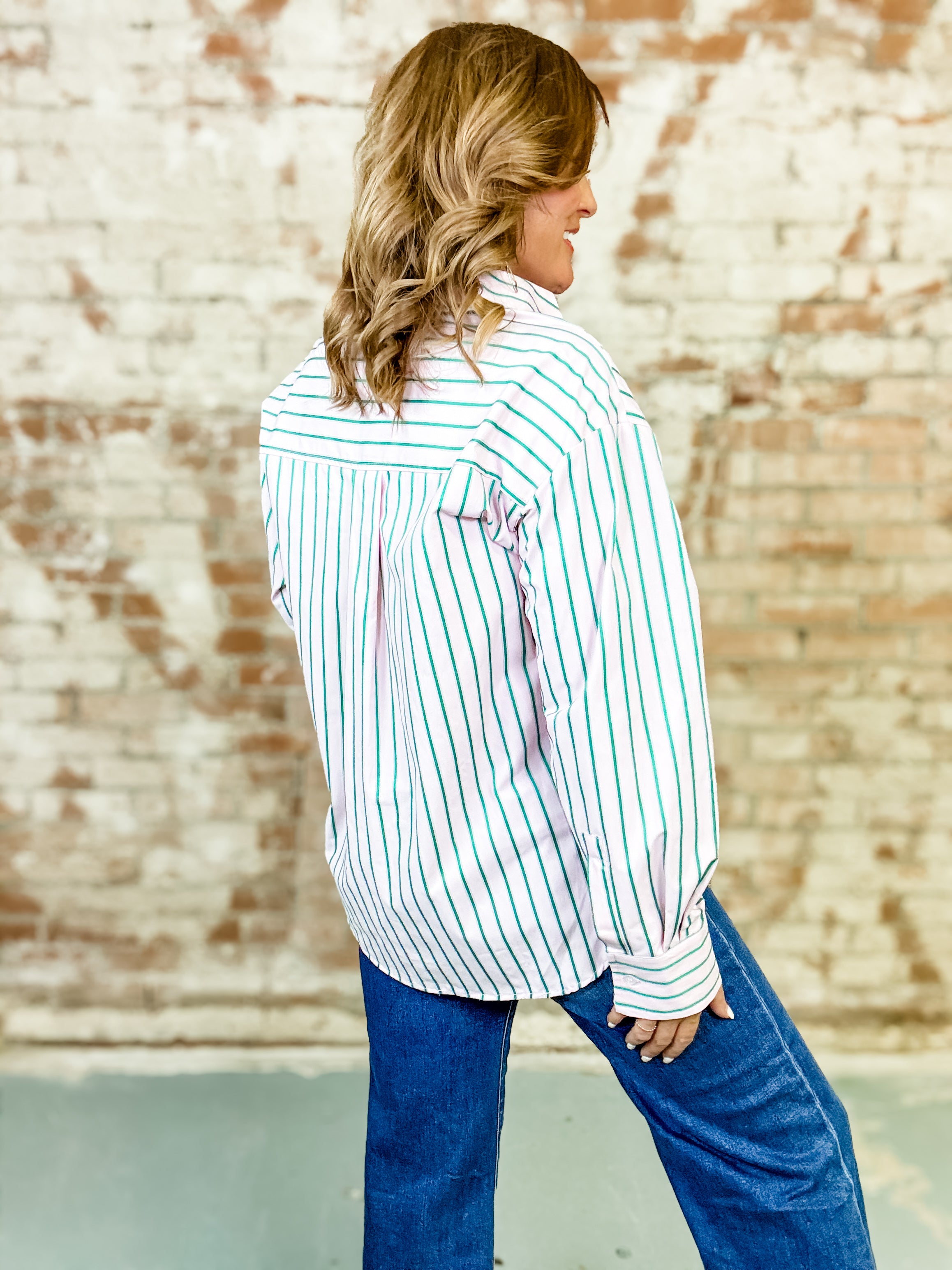 Eason Striped Button-Down Top