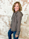 Kaleigh Brown Stripe Hooded Pullover