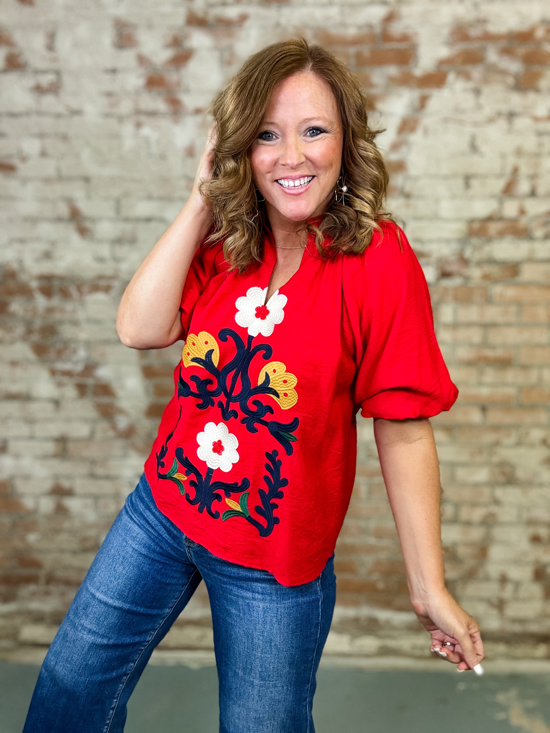 Leslee Embroidered Boho Top