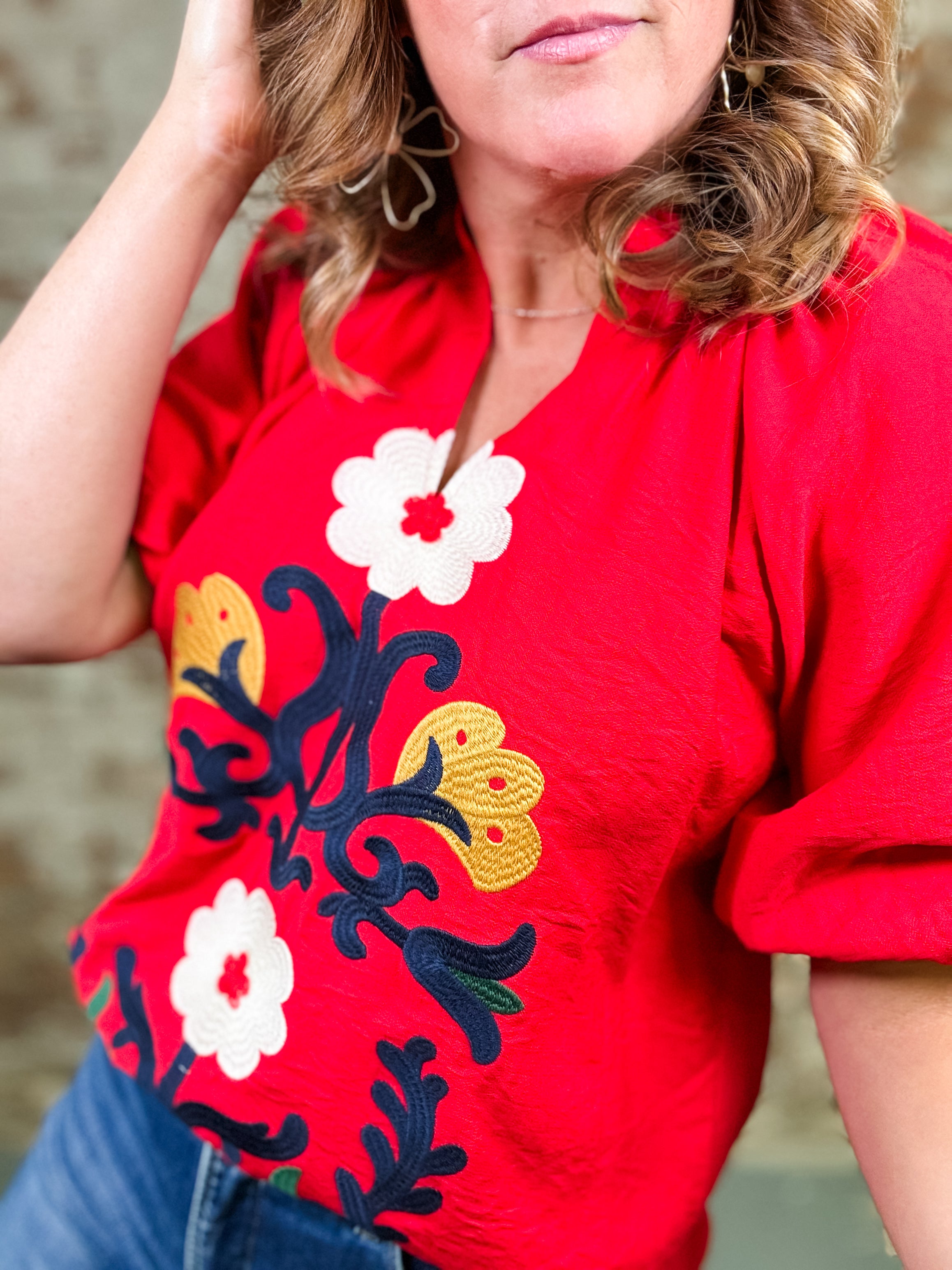 Leslee Embroidered Boho Top