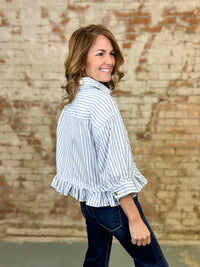 Sawyer Striped Button Top
