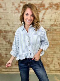 Sawyer Striped Button Top