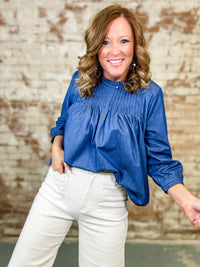 THML Colin Pleated Denim Top