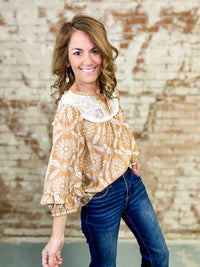 Alessia Laced Yoke Floral Top