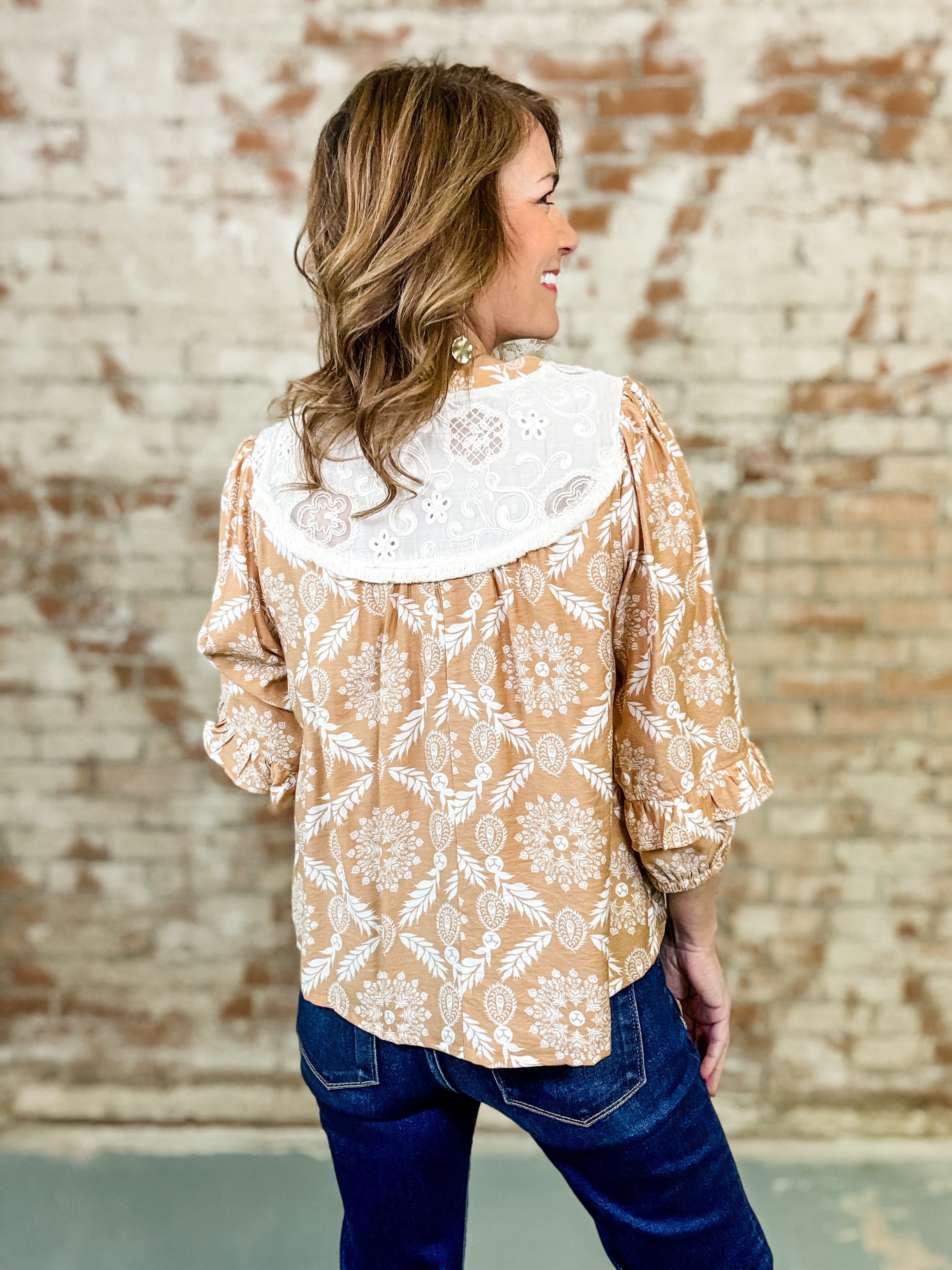 Alessia Laced Yoke Floral Top