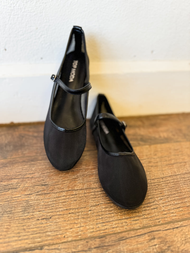 Rosario Black Mesh Ballet Flats - FINAL SALE