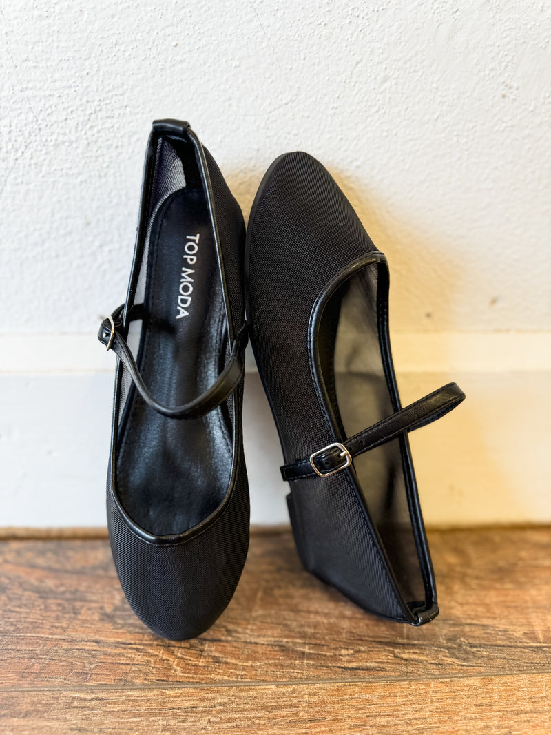 Rosario Black Mesh Ballet Flats - FINAL SALE