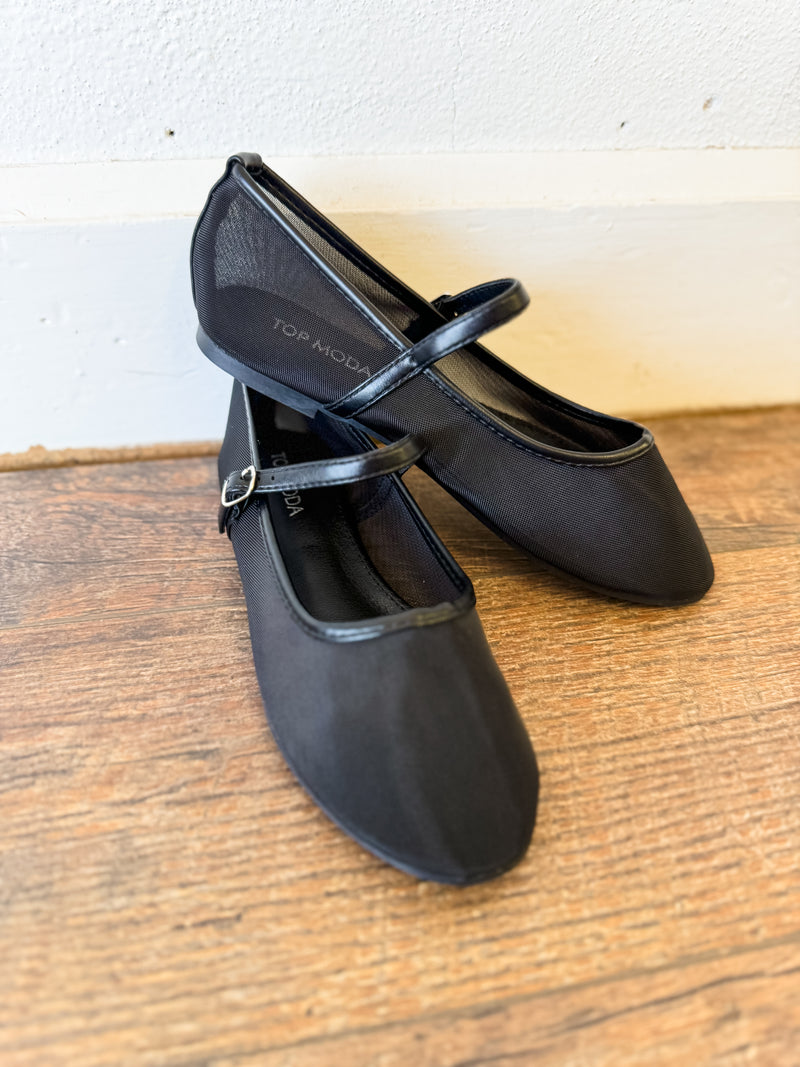 Rosario Black Mesh Ballet Flats - FINAL SALE