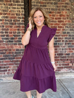 Eggplant Tiered Midi Dress