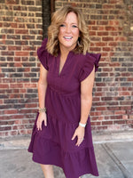 Eggplant Tiered Midi Dress