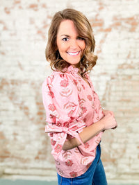 Erika Floral Bow Cuff Top