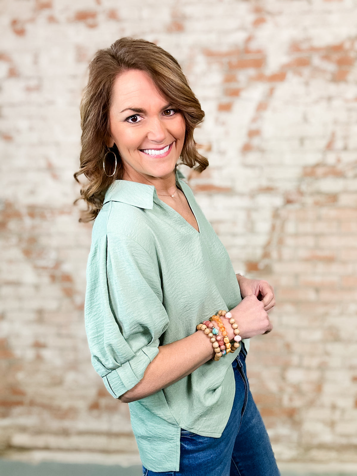 Susan Solid Collar Top