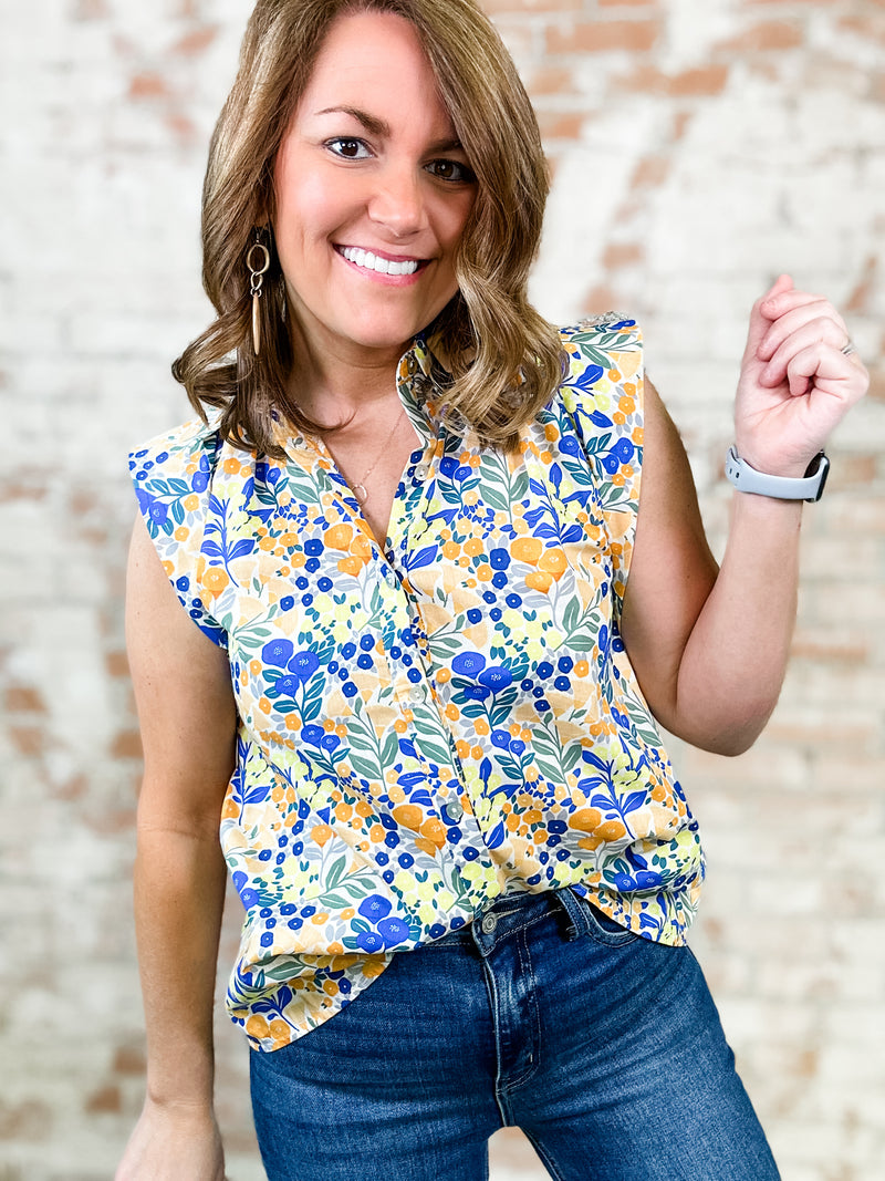 Skye Floral Button Up Top- FINAL SALE