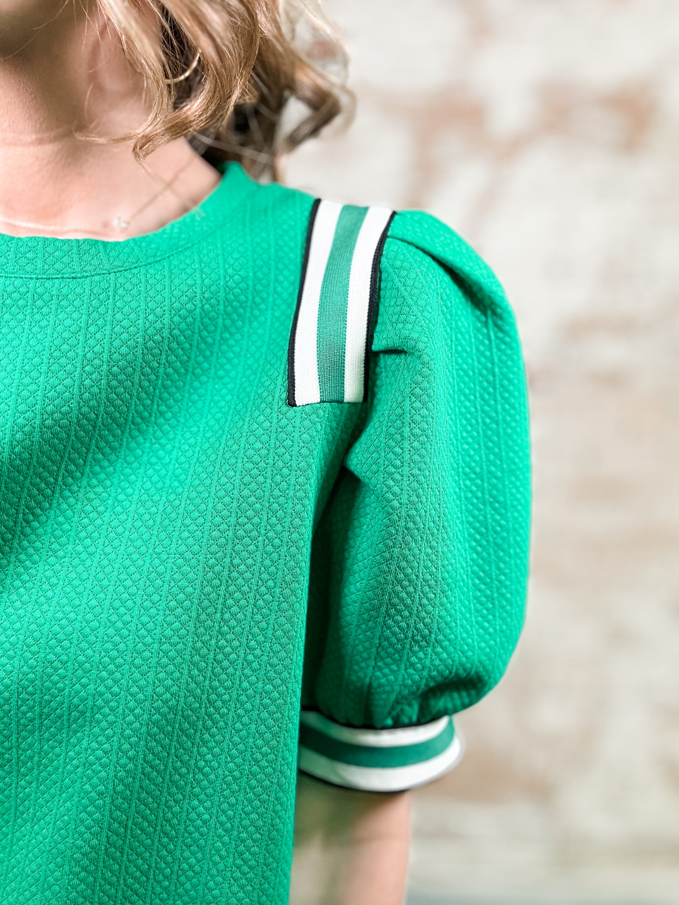 Emerald Banded Textured Top