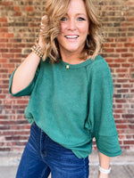 Green Stitch Detail Boxy Top