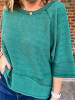 Green Stitch Detail Boxy Top