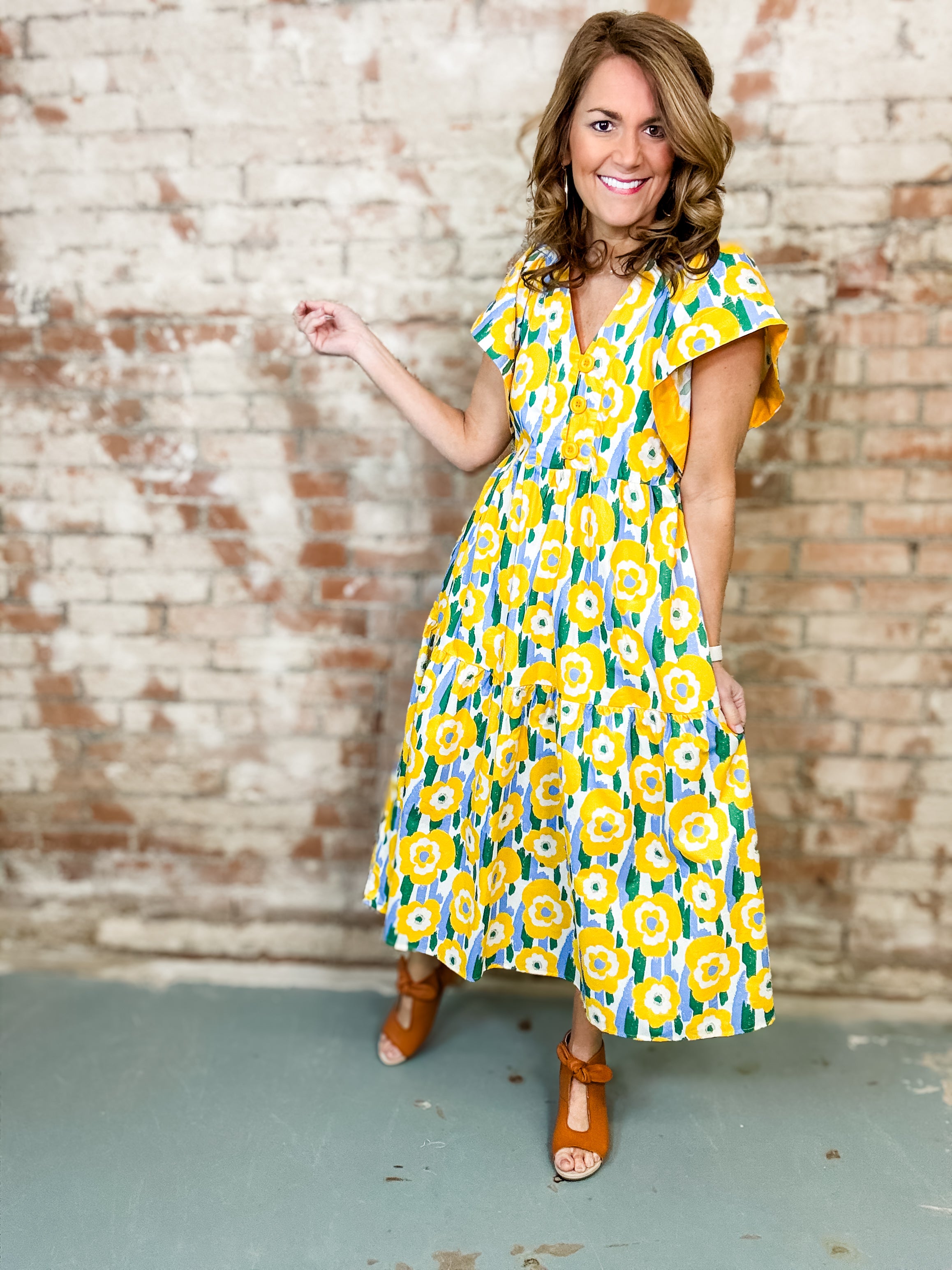 Maggie Button Up Floral Dress