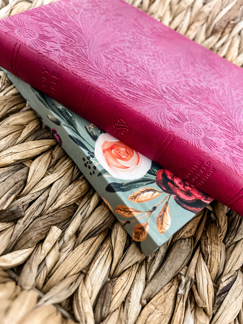 ESV Large Print Thin Line Bible | Raspberry Floral