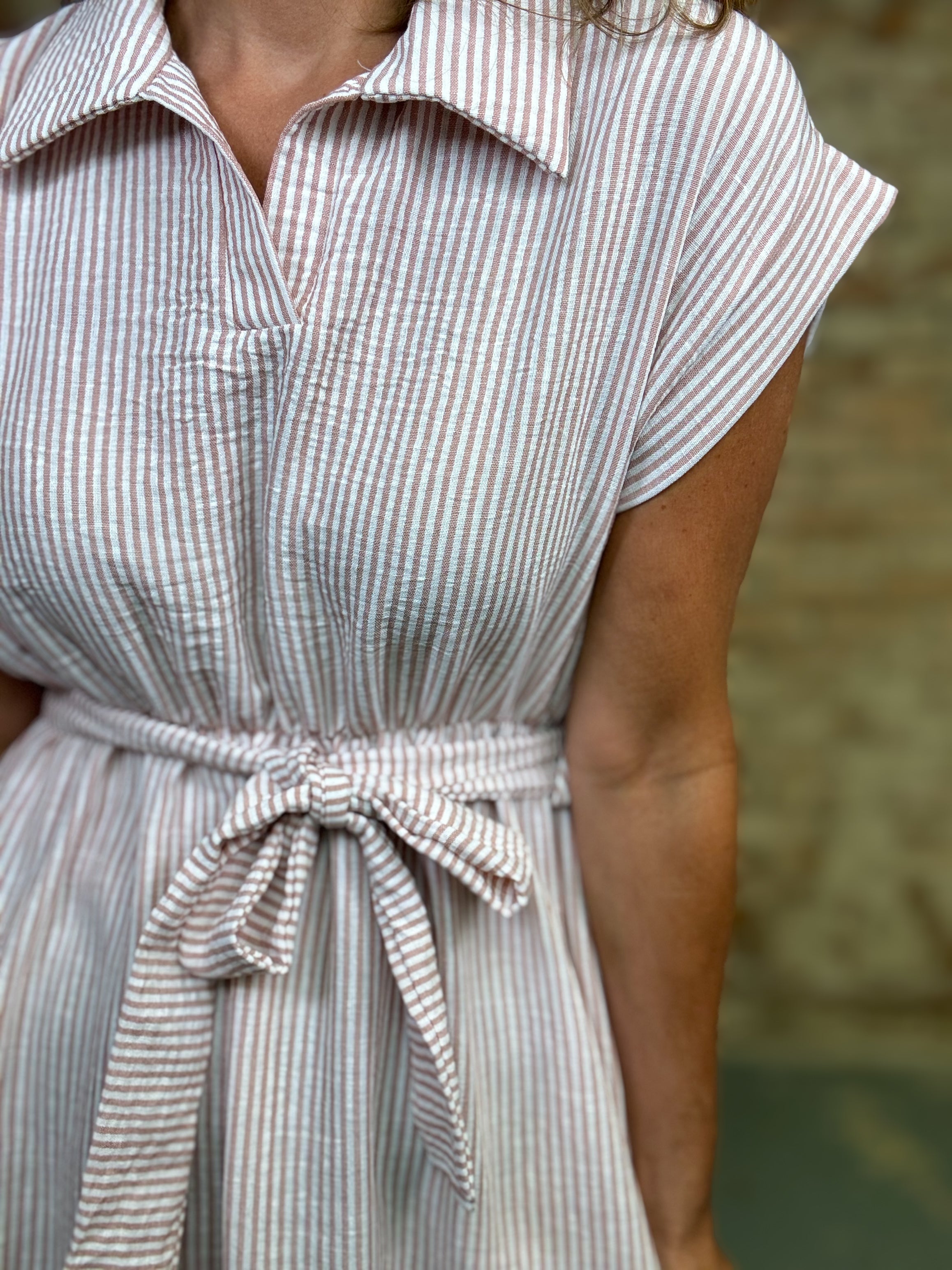 Candace Belted Stripe Dress