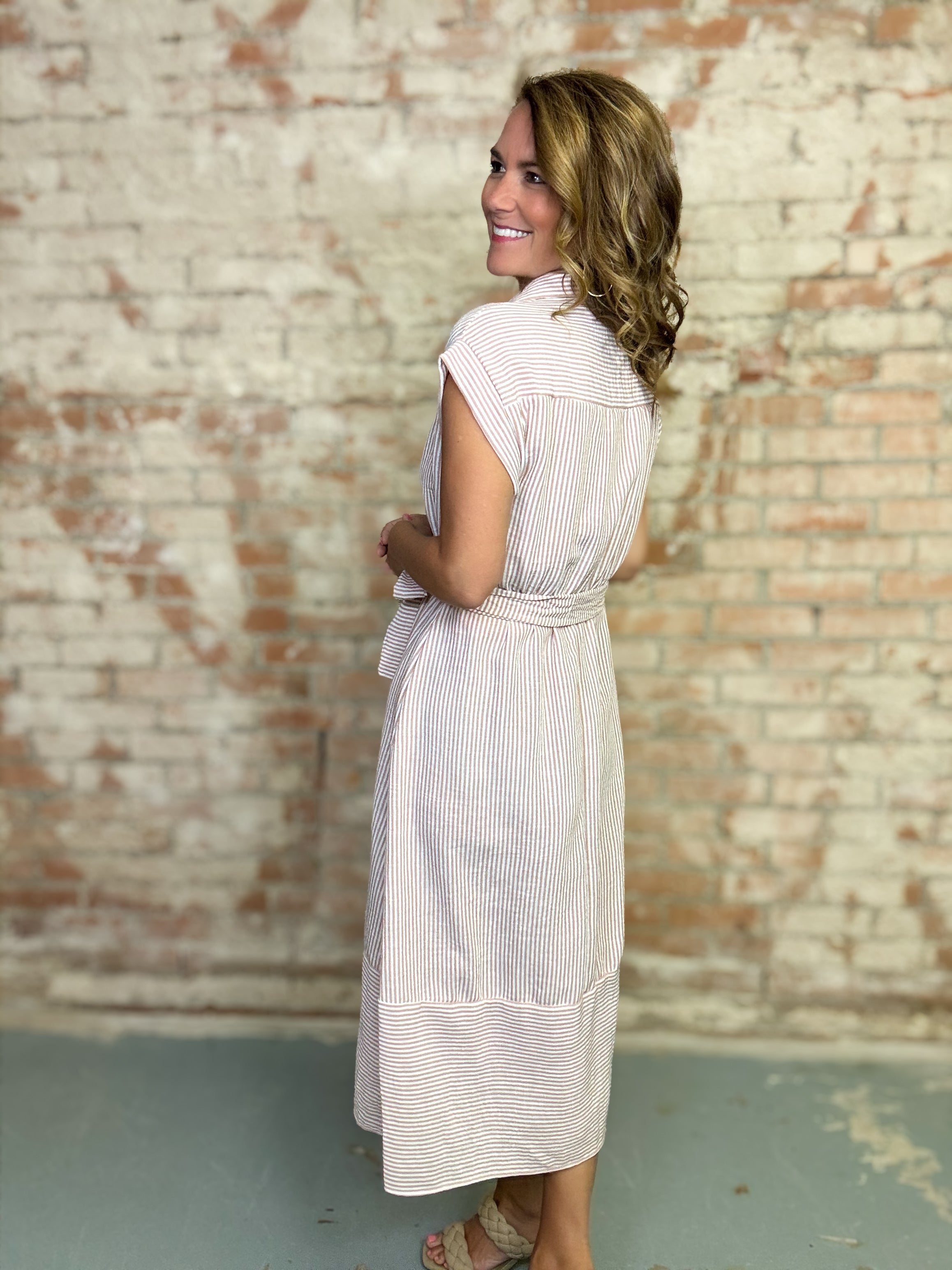 Candace Belted Stripe Dress