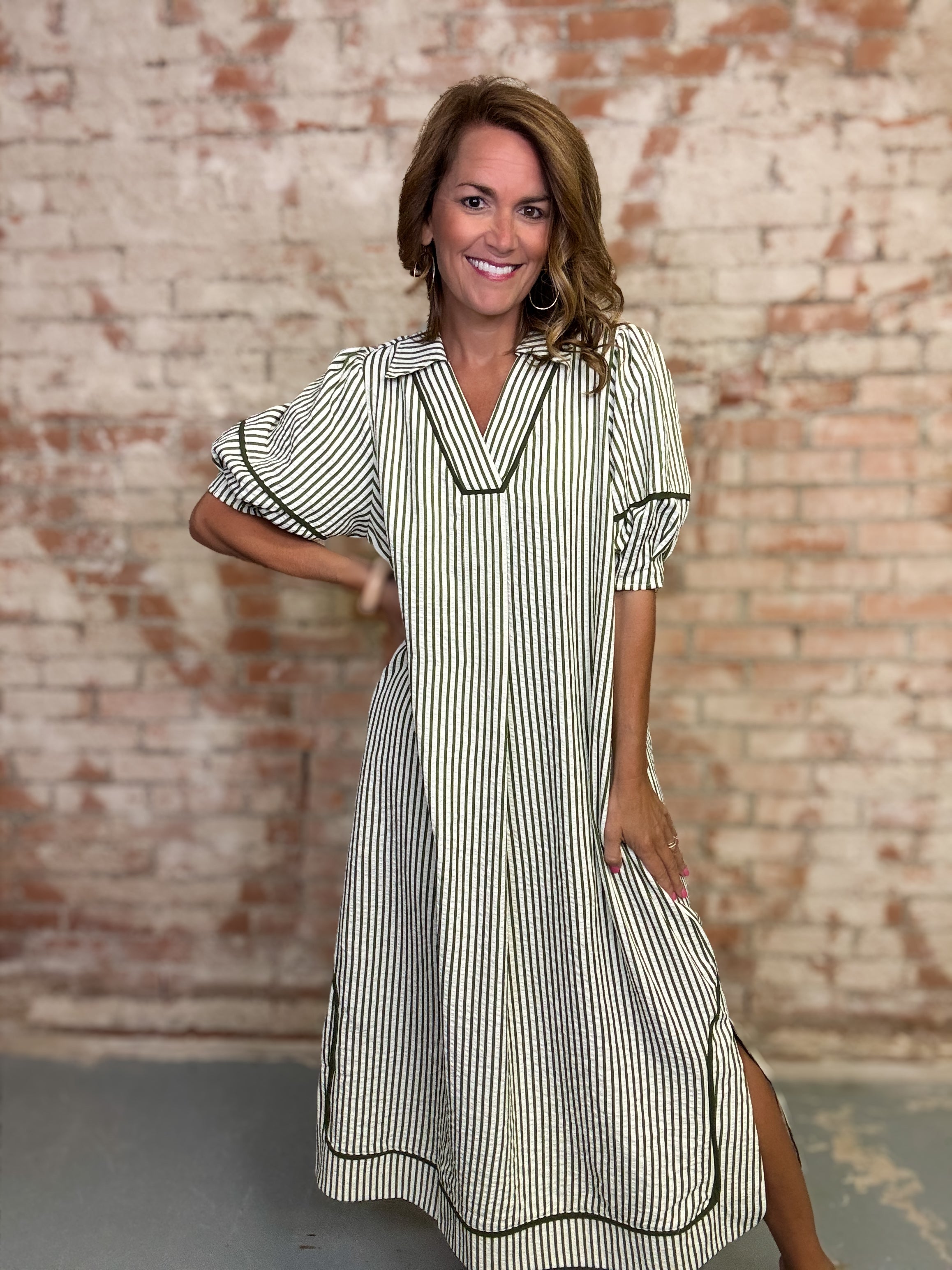 Veida Stripe Midi Dress