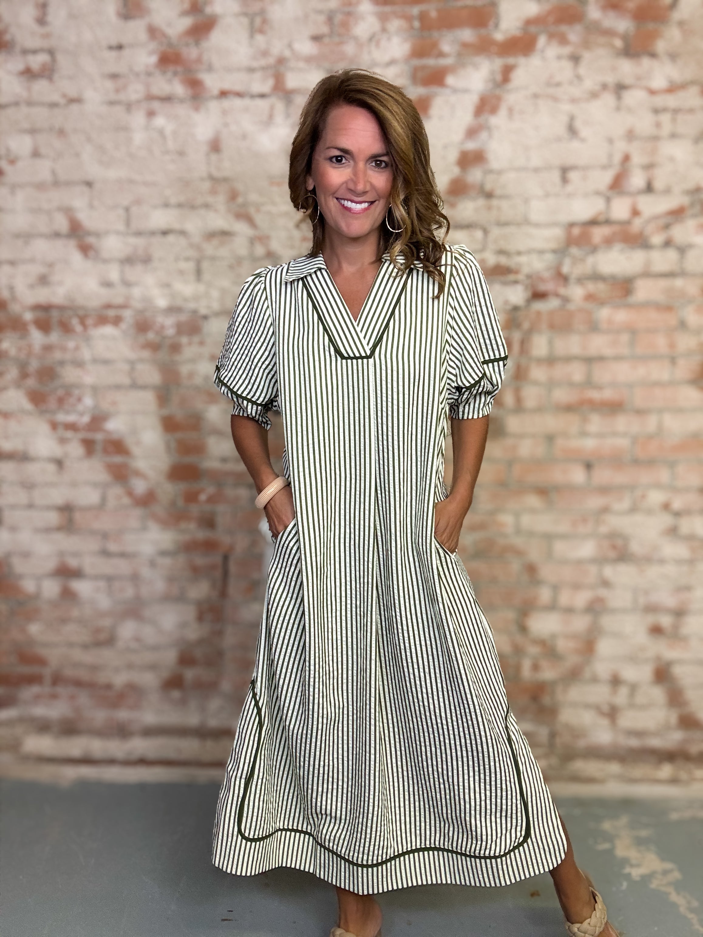 Veida Stripe Midi Dress