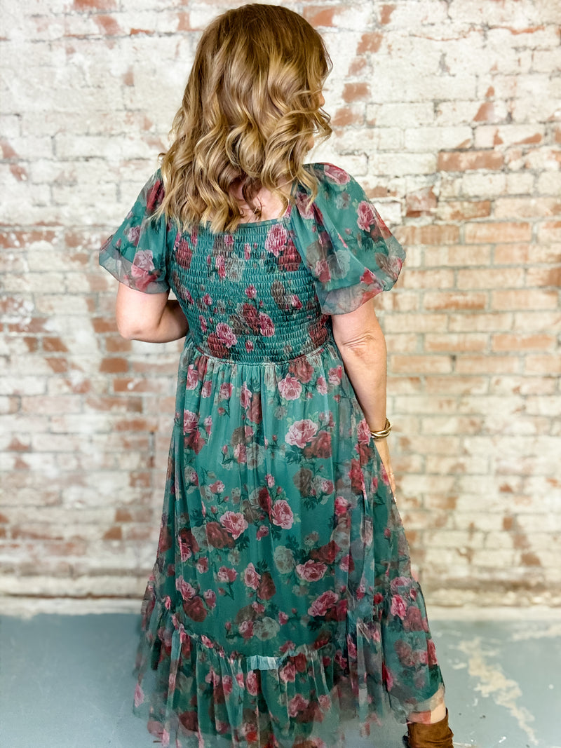 Rosette Tulle Maxi Dress