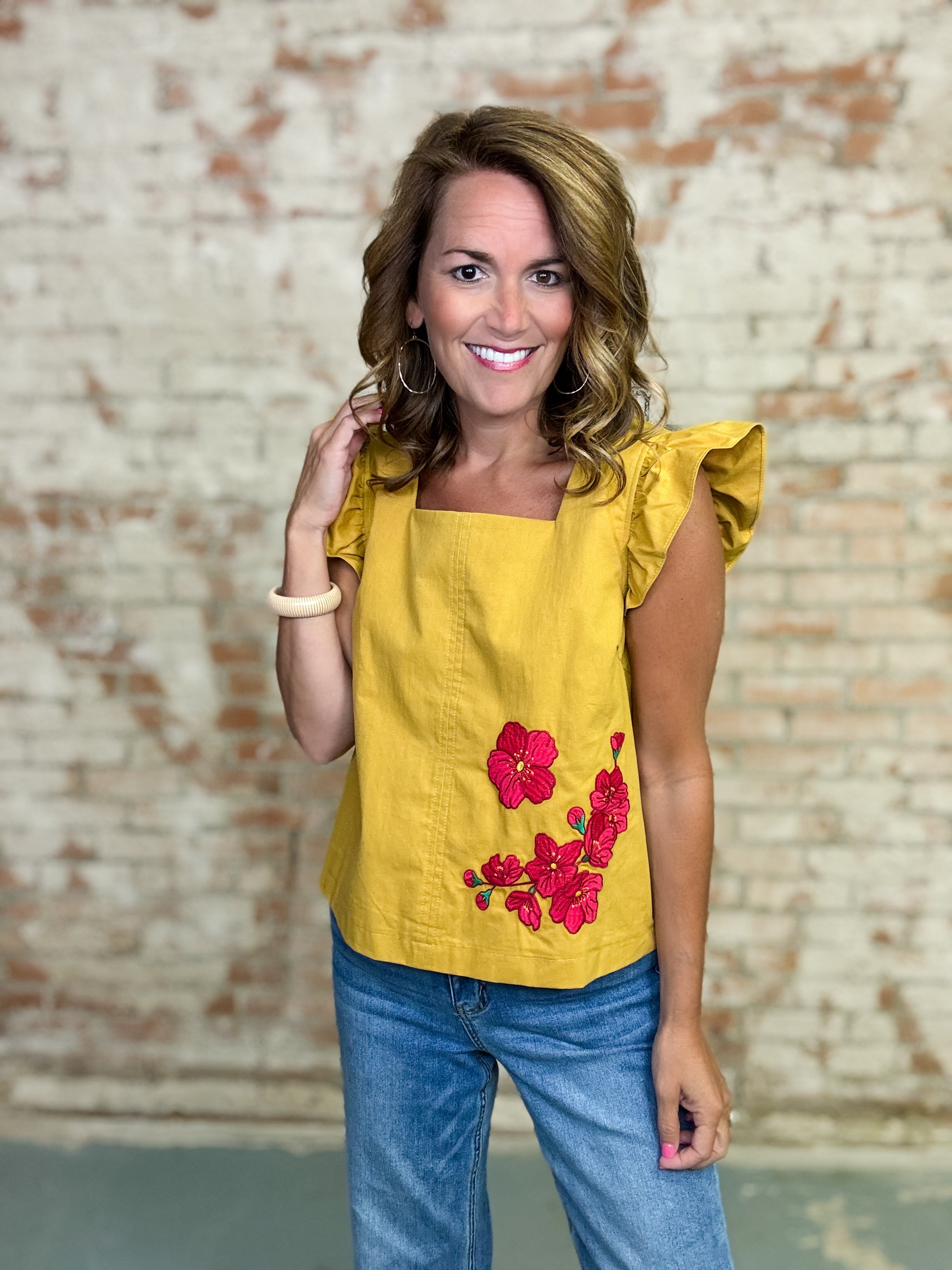 Cheyenna Ruffle Sleeve Top
