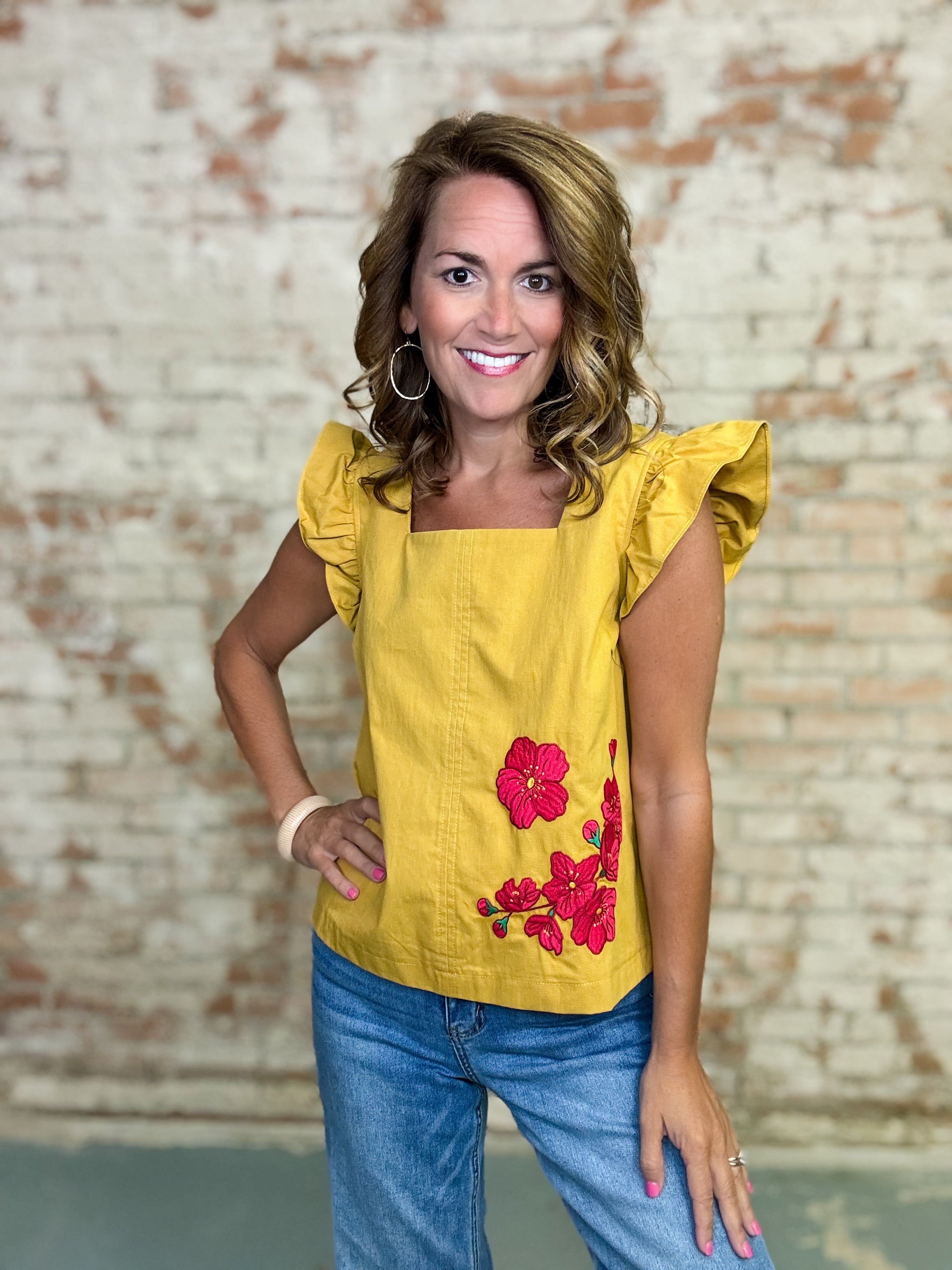 Cheyenna Ruffle Sleeve Top