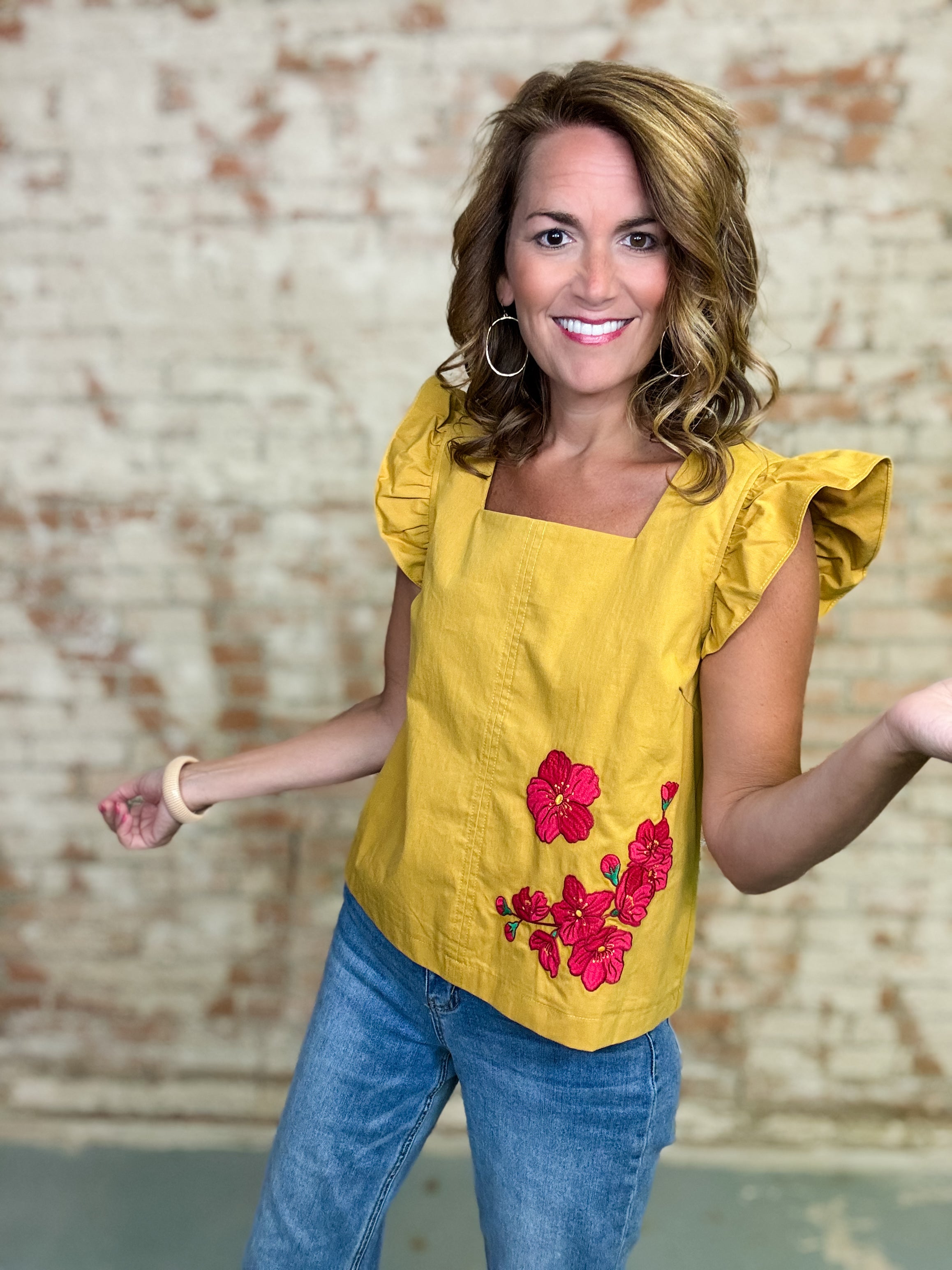 Cheyenna Ruffle Sleeve Top