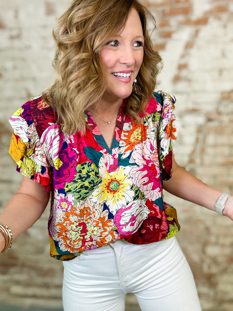 THML Bethany Flower Print Top