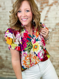 THML Bethany Flower Print Top