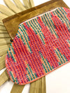 Pink Zig Stitched Beaded Clutch