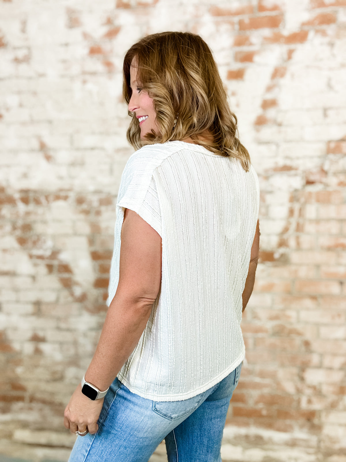 Brittini Textured Ivory Top