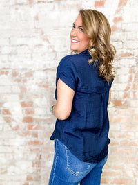 Lindale Crinkle Button Up Top